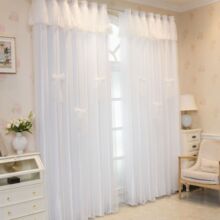 新款白色双层蕾丝窗帘透光不透人公主风卧室客厅成品帘热销代发