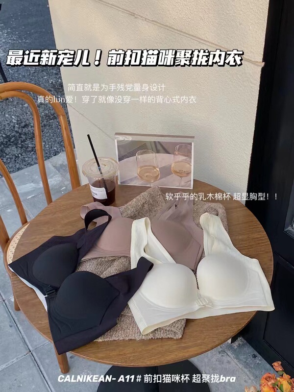 A11 Front Button Cat Cup Intimates for Women with Small Breasts to Look Bigger, Push-Up, Seamless, Pull-Up, Comfortable, Wire-Free Bra Factory
