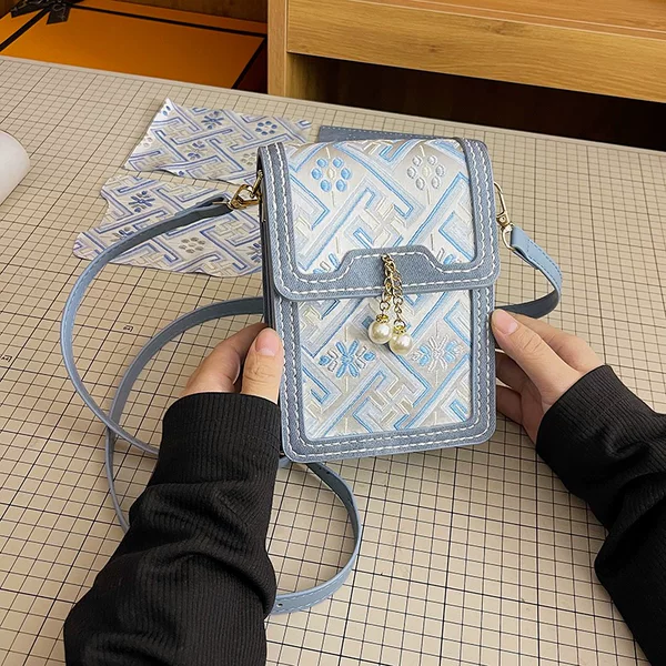 Mobile Phone Bag DIY Hand-Woven Bag Homemade Material New Chinoiserie Brocade National Style Bag Make It Yourself to Give Friends Gifts