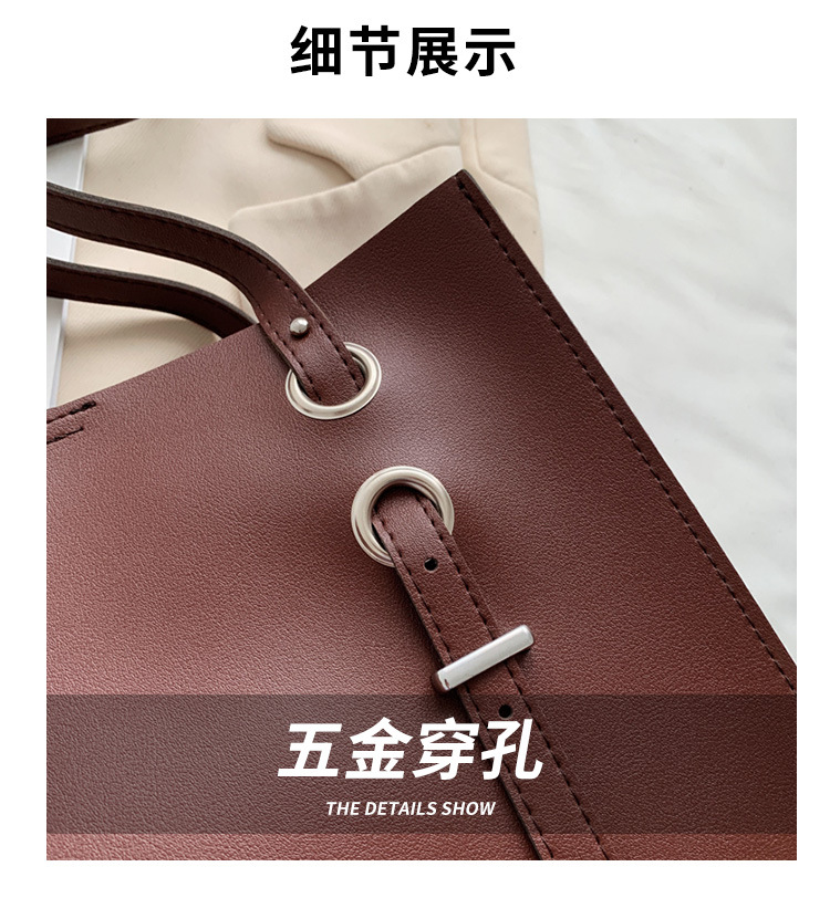 New Fashion Tote Bag Retro Portable Single Shoulder Bag Simple Large-capacity Bucket Bag display picture 15