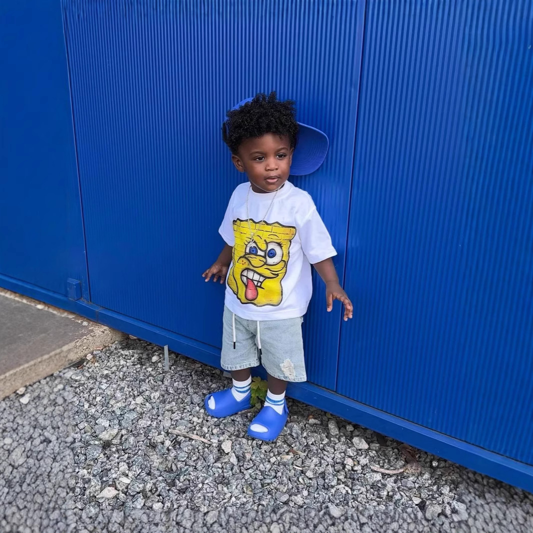 美式跨境短袖运动t恤男女童同款休闲夏季新款童T恤印花个性短袖