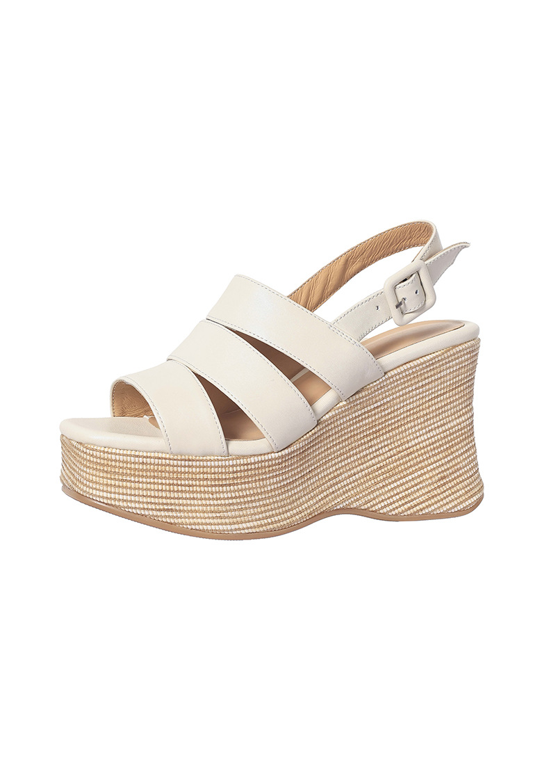 Sandal cao gót nữ hở mũi quai ngang đế xuồng da thật — màu đen, màu trắng ngà chi tiết 19