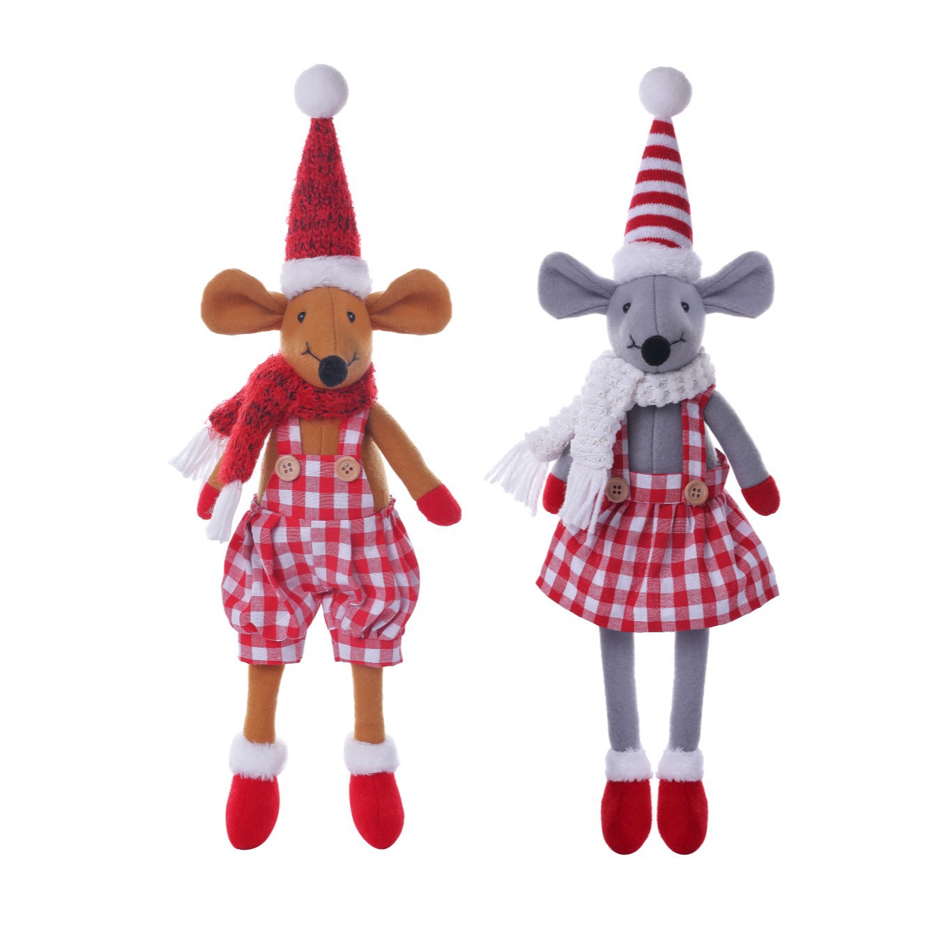 Navidad cuadrada tela muñeca de ratón de piernas largas muñecas de venta cruzada pareja muñeca de ratón decoración de Navidad