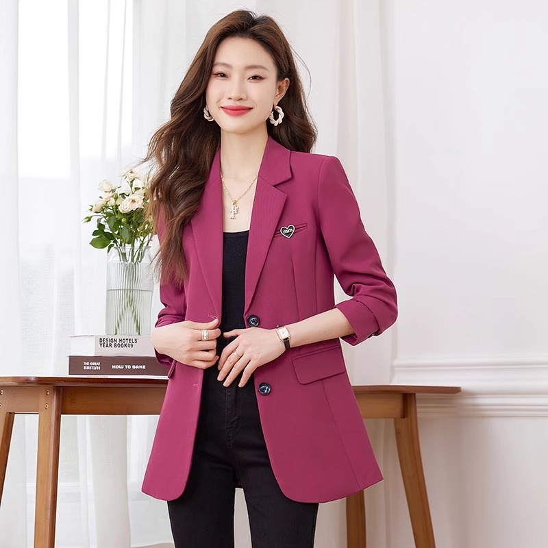 Women's 2026 New Style Rose Red Suit Jacket, Loose Fit, Plus Size, Elegant Professional Formal Suit