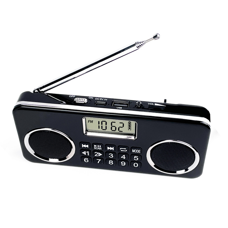 Radio para personas mayores portátil recargable doble altavoz Bluetooth multifunción tarjeta FM reproductor de auriculares