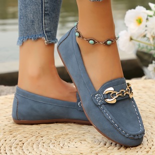 2025 Cross-Border New European and American Soft-Soled Casual Denim Blue Slippers Women's Loafers