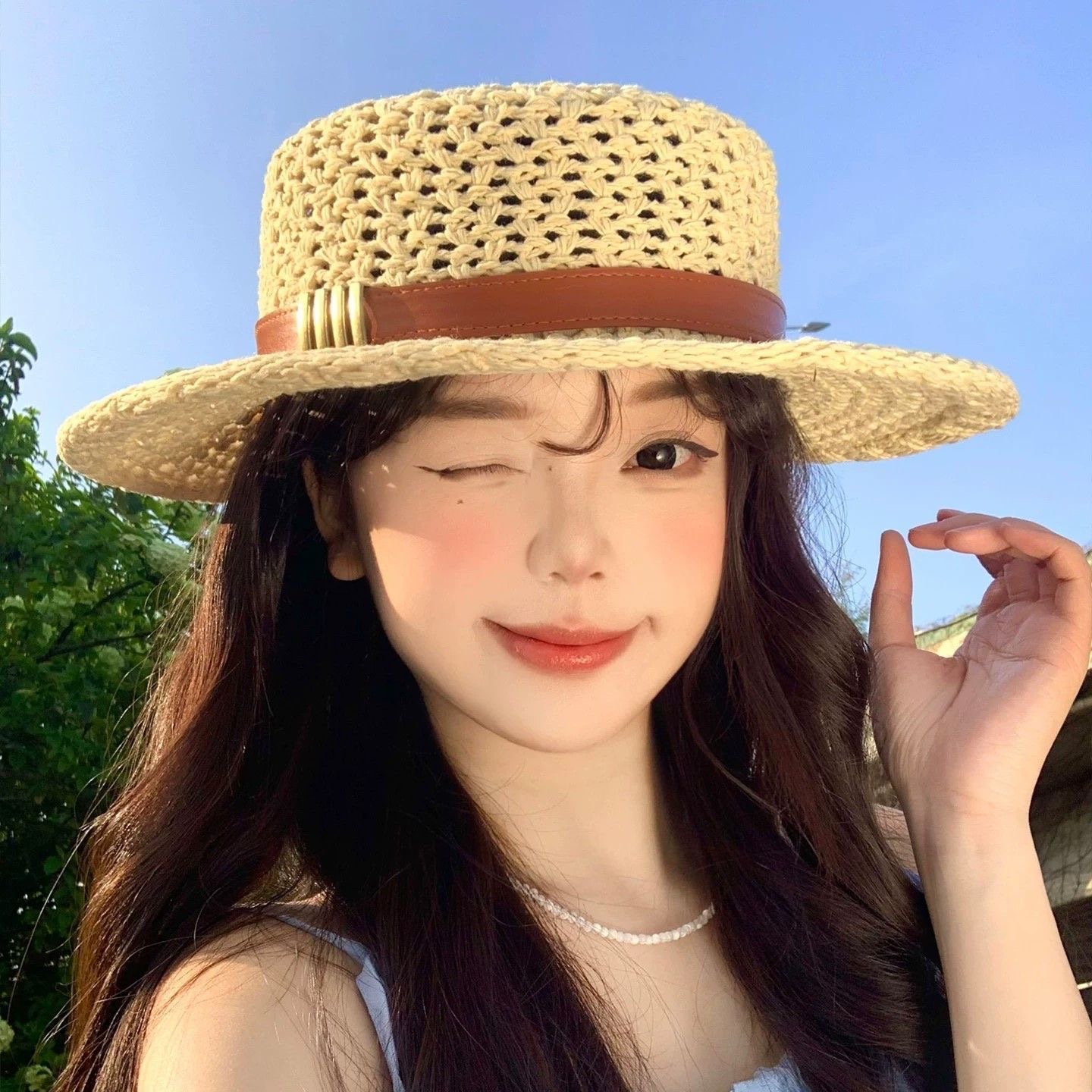 Retro beach woven summer sun hat