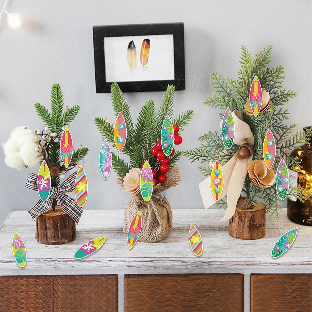 Transfronteriza nueva decoración hawaiana pequeña etiqueta de verano costero fiesta decoración colgante tabla de surf pequeño colgante