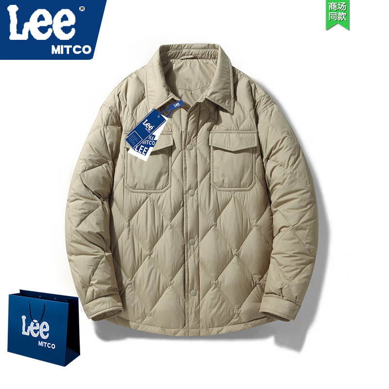 Lee Co-Branded Shirt down Jacket Men's Winter Lightweight 2025 Ultra-Thin Short Warm Lightweight Sports Jacket