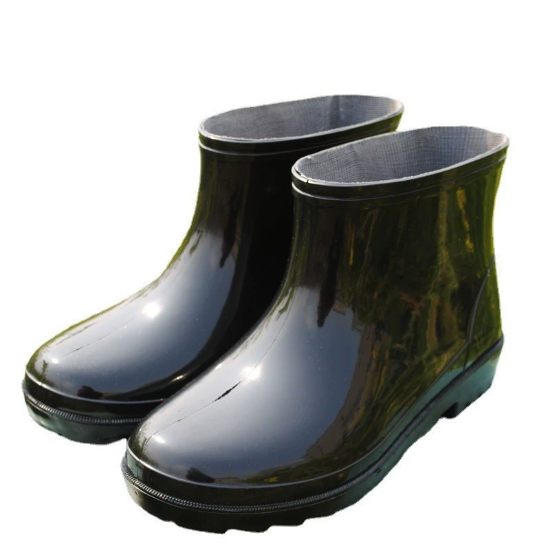 Мужские резиновые сапоги, черные резиновые сапоги, Мужская короткая обувь, мужские бахилы, пластиковая обувь, водные сапоги, обувь для охраны труда, Рабочая обувь