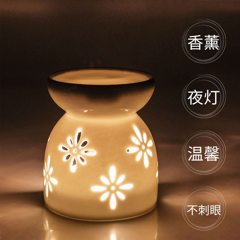 香薰灯精油灯卧室蜡烛家用创意精油香熏静音陶瓷熏香炉加湿香薰炉