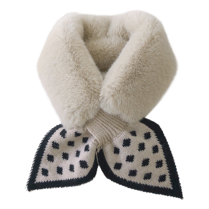 Autumn and Winter Soft and Waxy Korean Ins Polka Dot Fur Scarf Warm Imitation Rex Rabbit Fur Cross Scarf Versatile Fake Collar