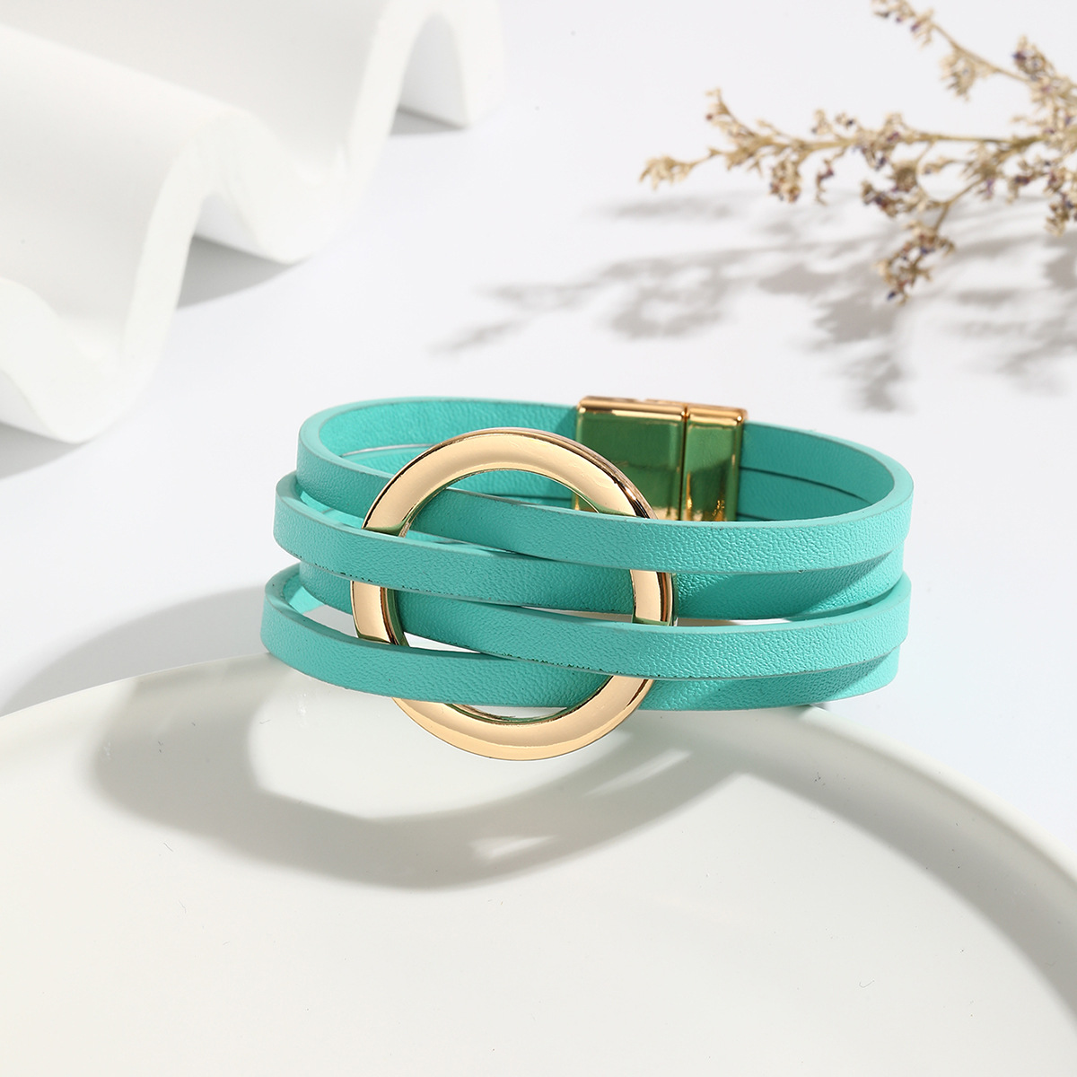 Bangle Classification Classic Style Round Pu Leather Alloy Criss Cross Plating Women's Bangle