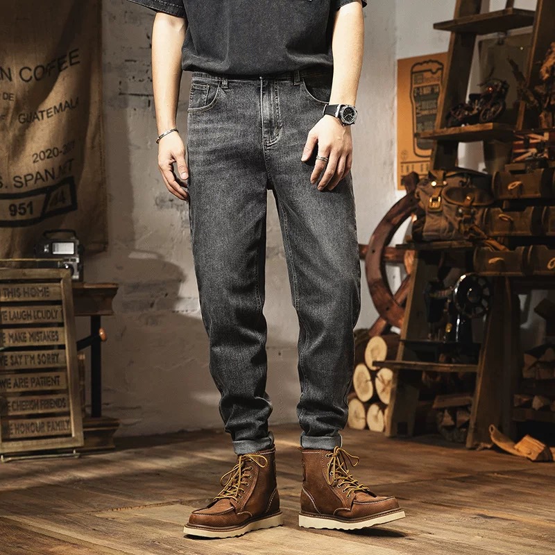 Jeans slim fit uomo pantalone in denim gamba dritta cotone_voghion.com