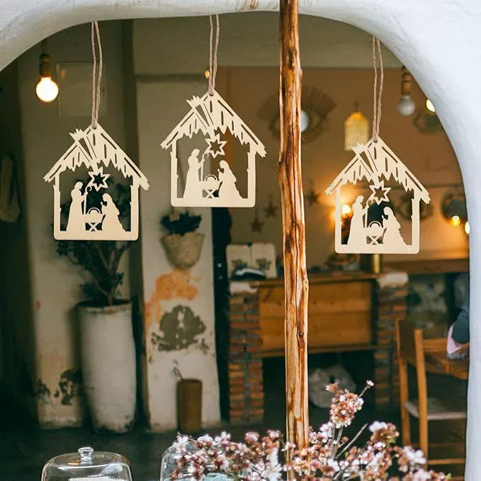 Деревянный рождественский крестильный кулич (сюжет из Нового года и Рождества), подвеска для декора дома и вечеринок, ручная работа