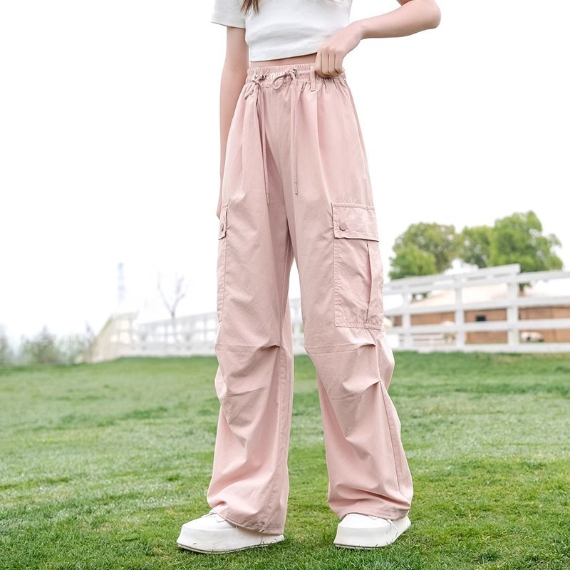 Girls' Summer Cargo Pants 2025 New Children's Summer Big Kids Casual Pants Thin Straight Pants for Girls Summer