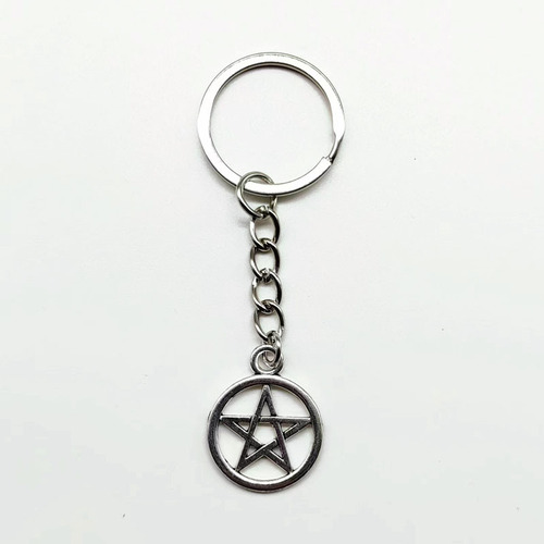 Cross-border retro electroplated alloy peace sign keychain five-pointed star keychain bag and car ornament decoration