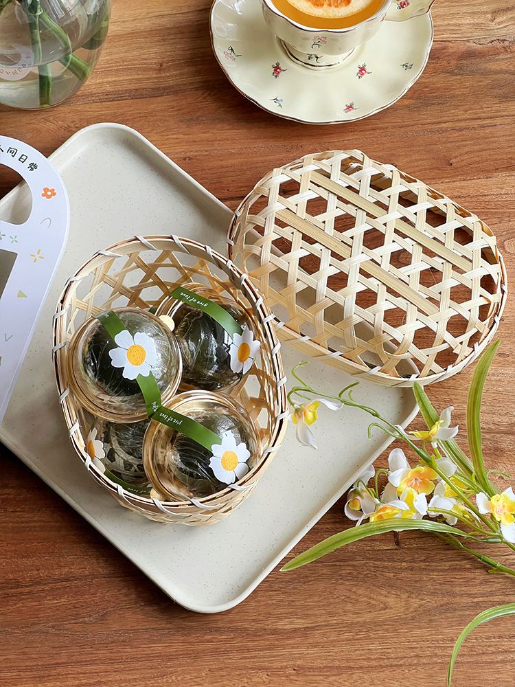 Festival del Barco del Dragón nueva caja de embalaje de huevos de zongzi, cesta de bambú portátil, pastel de frijoles verdes, caja de regalo especial, caja vacía