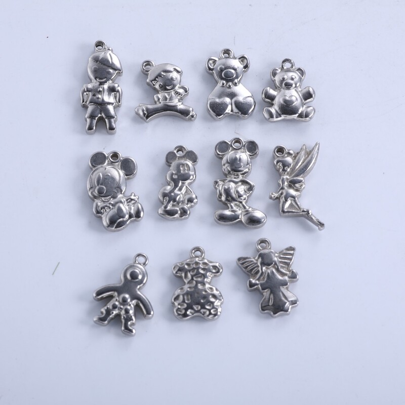 Foreign Trade Jewelry Cute Little Character Bear Mickey Mouse DIY Necklace Bracelet Pendant Jewelry Titanium Steel Stamping Accessories