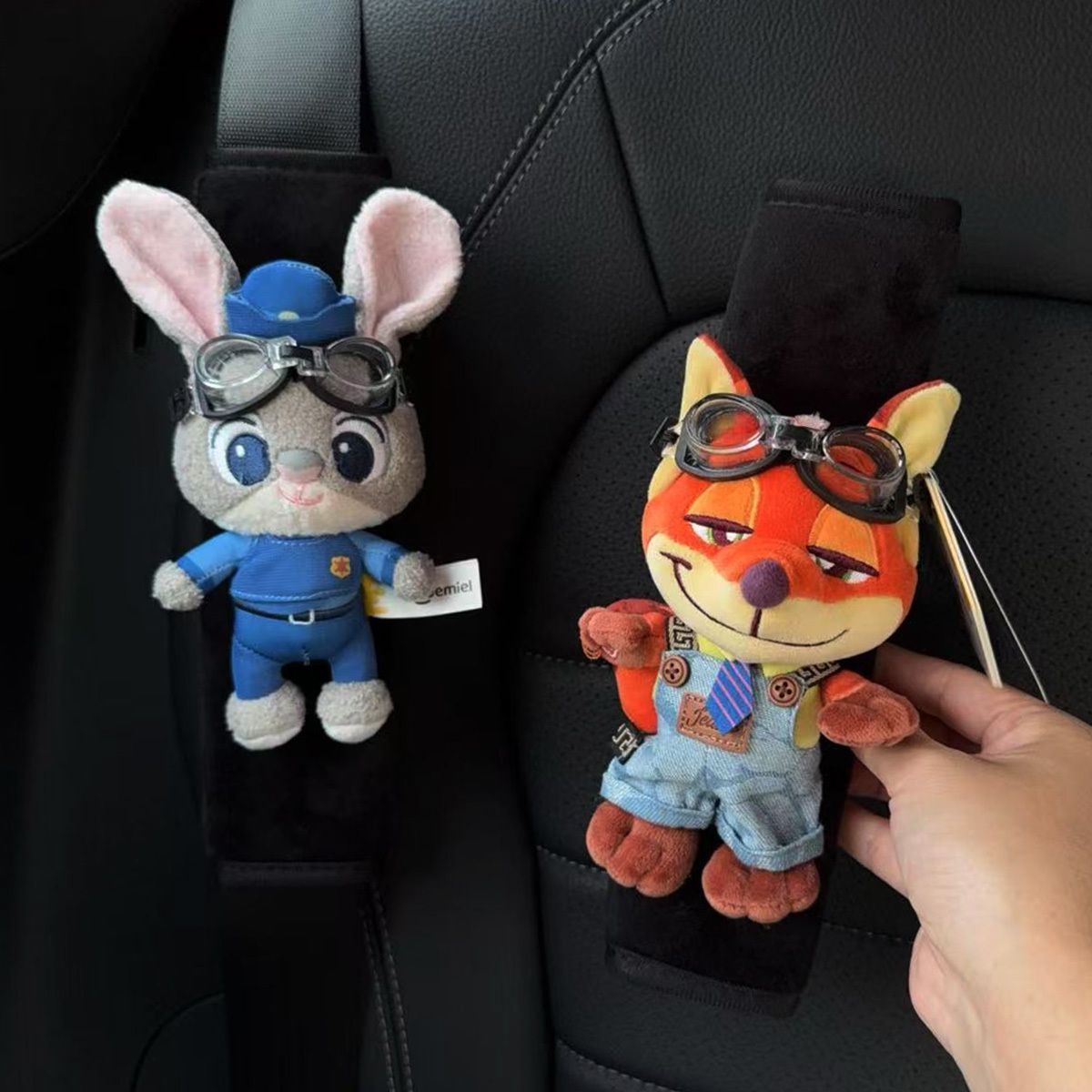 Car Seatbelt Shoulder Pads for Zootopia Judy and Nick, Cute Car Seatbelt Interior Decoration for Couples