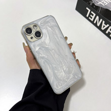 电镀滴胶水墨画适用苹果15/14手机壳iphone13水泥白11/12防摔软套