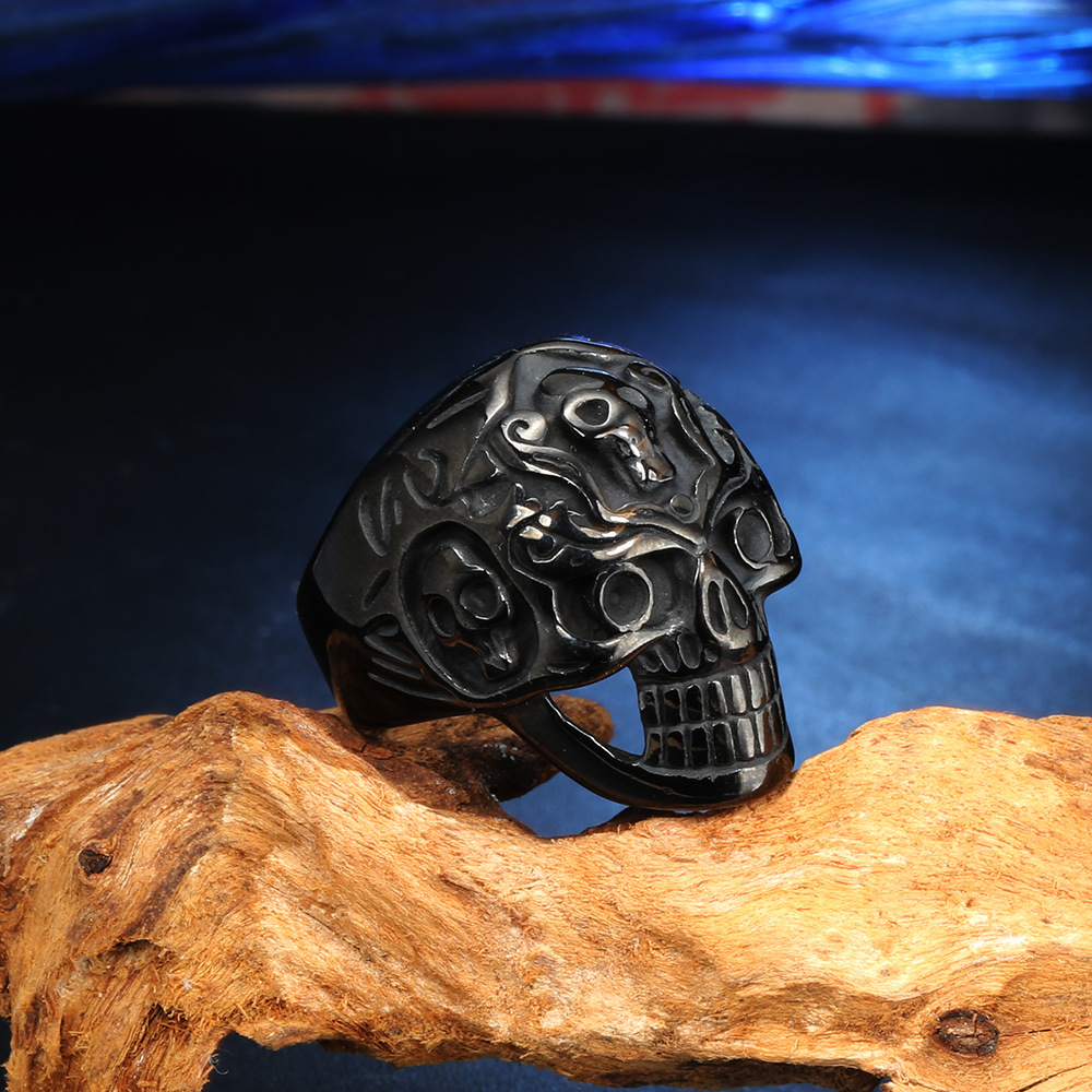 Punk Skull Titanium Steel None 18K Gold Plated Rhodium Plated Men'S Rings display picture 2