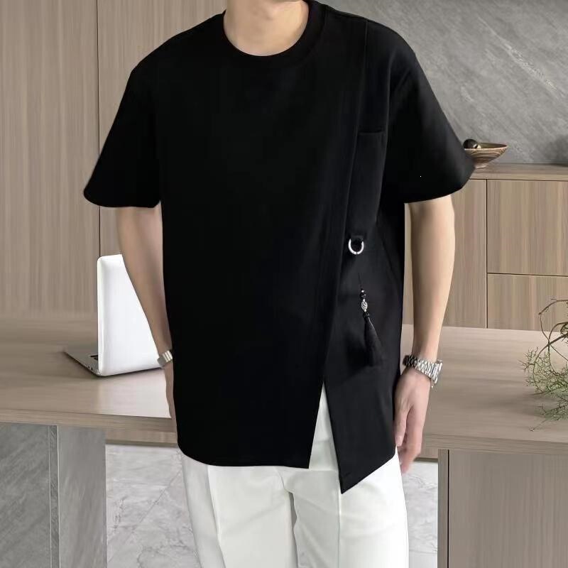 New Chinese-Style Short-Sleeve T-Shirt for Teenagers, 2026 Summer New Trendy Irregular Couple Design T-Shirt