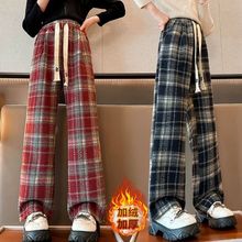 女童加绒加厚阔腿裤新款秋冬外穿儿童洋气直筒裤中大童长裤子
