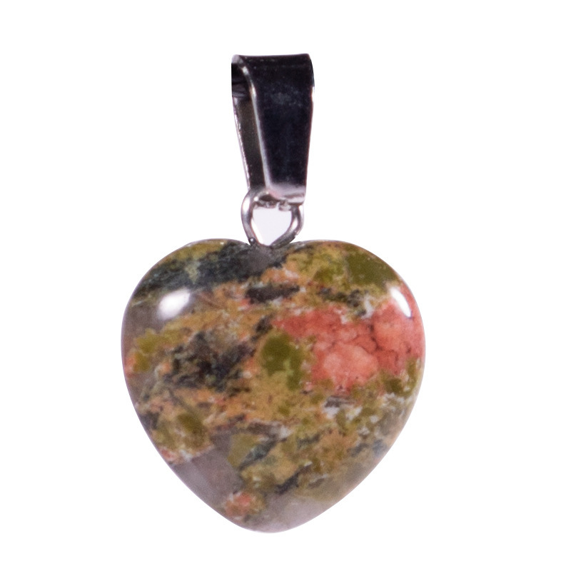 Transfronterizo Amazonas polvo de cristal caballo colgante 16mm pequeño corazón de melocotón regalo de día de San Valentín colgante de gemas naturales en forma de corazón