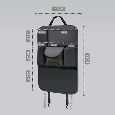 Car Seat Storage Bag, Back Seat Hanging Storage Bag, In-Car Trash Can, Tissue Box, Seat Back Organizer, Foldable for Car Use (Car table board) - without-dining-table-black