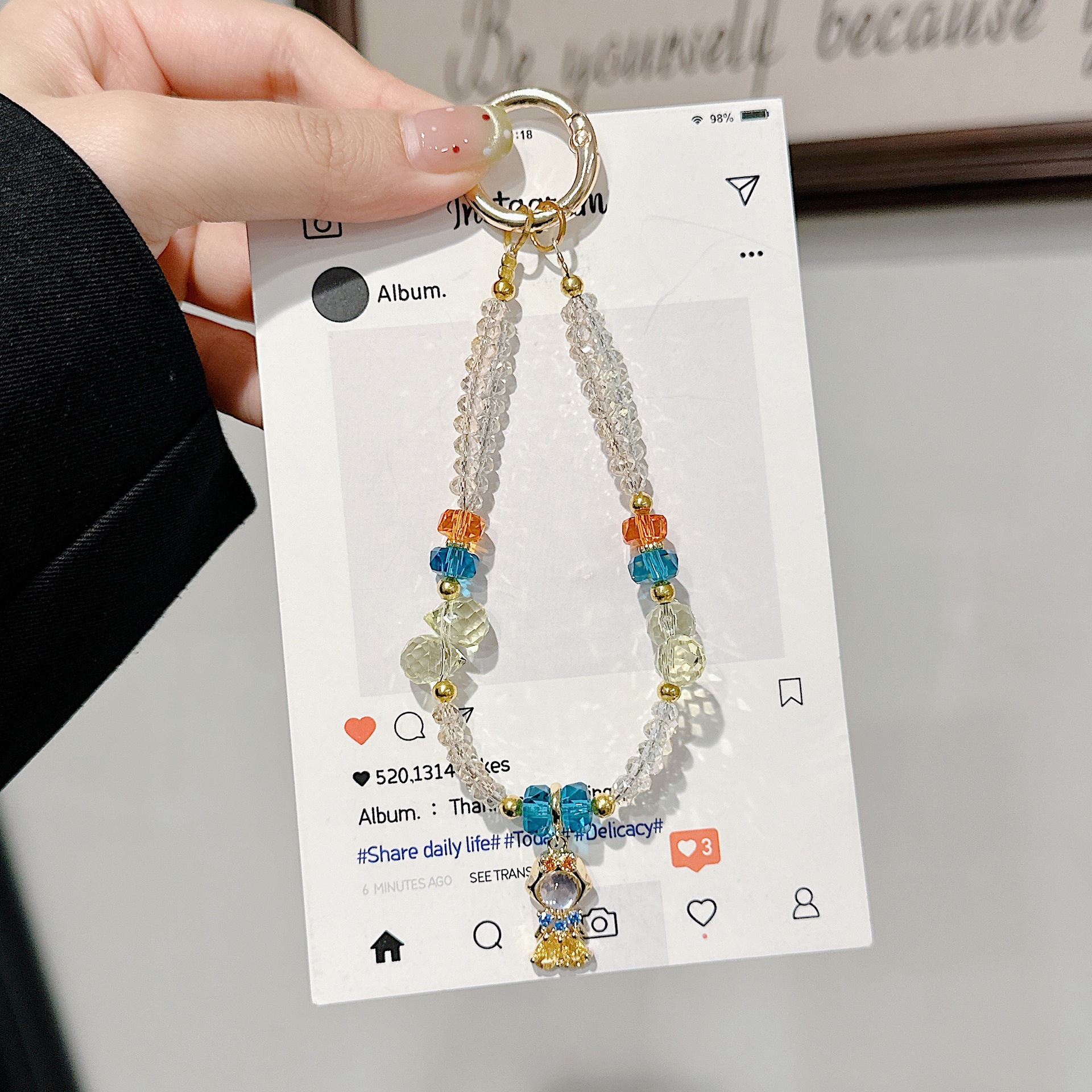 Cadena para colgar para teléfono móvil de alta gama hecha a mano de boutique, cadena para colgar Blancanieves, cordón para teléfono móvil de moda, cadena/colgante corto