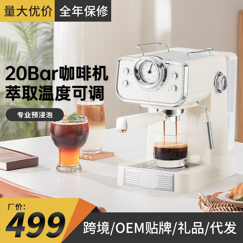 Cross-Border Export Coffee Machine Household Small Italian Semi-Automatic Concentrated High-Pressure Steam Milk Frothing Coffee Pot