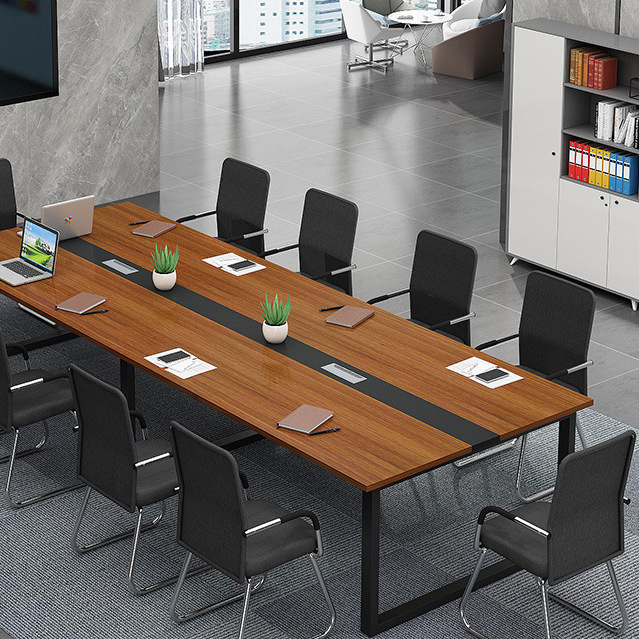 Conference Table Long Table Office Desk and Chair Combination Simple Long Solid Wood Workbench Conference Room Modern Simple Training Table