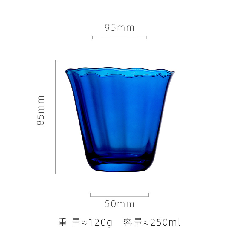 Retro blue lace flower short water cup