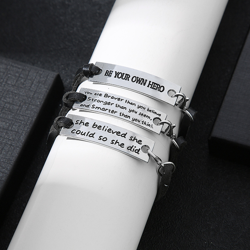 11g Weight Bracelets Classification Pu Leather Chain Material 1 Piece Quantity Daily Occasion Pu Leather, Alloy Material Letter Pattern All Seasons Season Men's Gender Plating Design Simple Style Style Simple Style Letter Pu Leather Alloy Plating Men's Bracelets Men Cord & Leather Bracelets 3