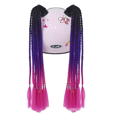 Motorcycle Motorcycle Decoration Takeaway — Motosiklet dəbilqələri - black-purple-and-rose-red-thin-2-strips