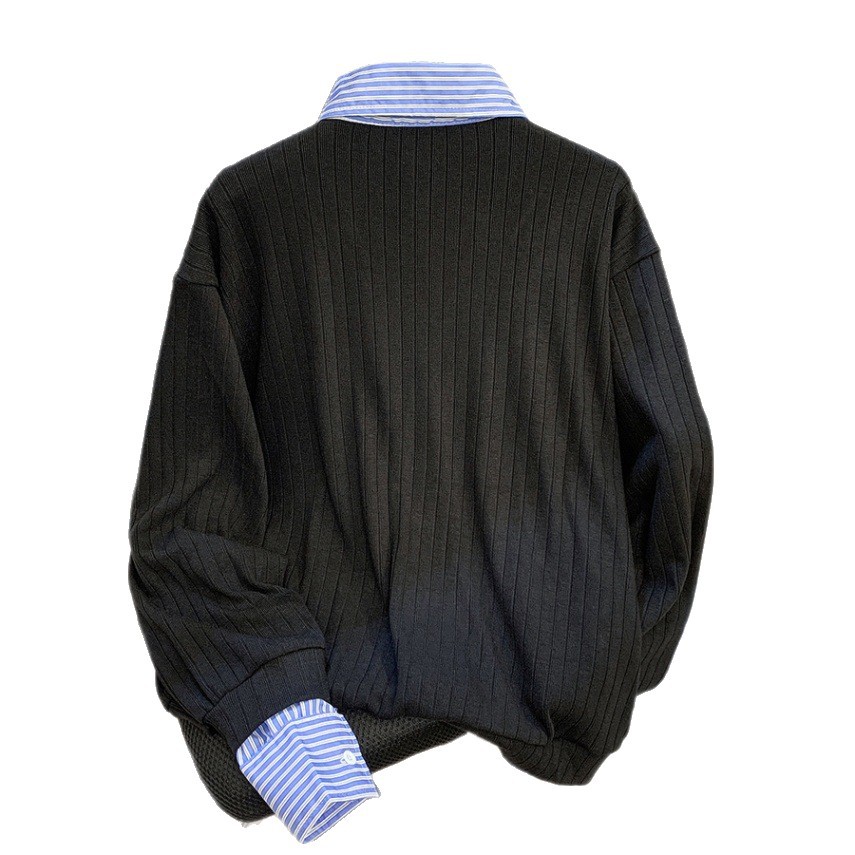 Otoño y invierno nuevo suéter cardigán hombre retro jacquard contraste delgado camiseta de punto casual chaqueta con solapa manga larga