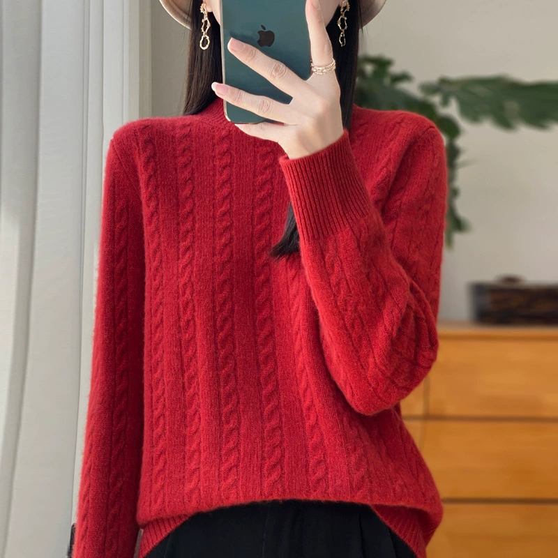 Woolen knitted sweater, 25 years, high collar, oversize
