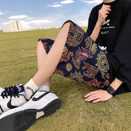 夏季新款时尚花短裤男生沙滩裤运动速干大裤衩宽松休闲五分裤子潮