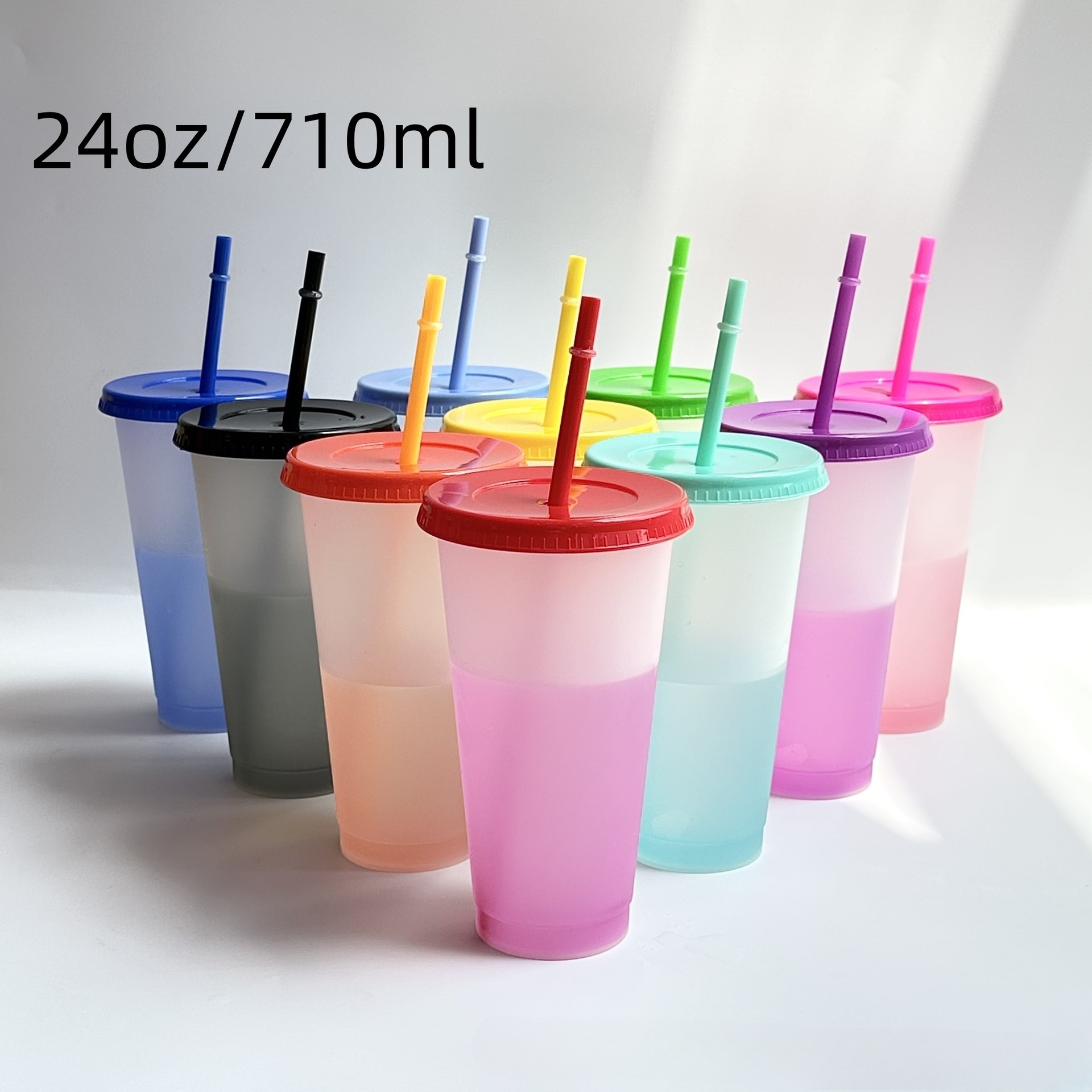 Taza de café de color sólido de estilo explosivo transfronterizo Taza de paja de plástico de verano de dibujos animados Taza de leche de bebida Taza de pareja