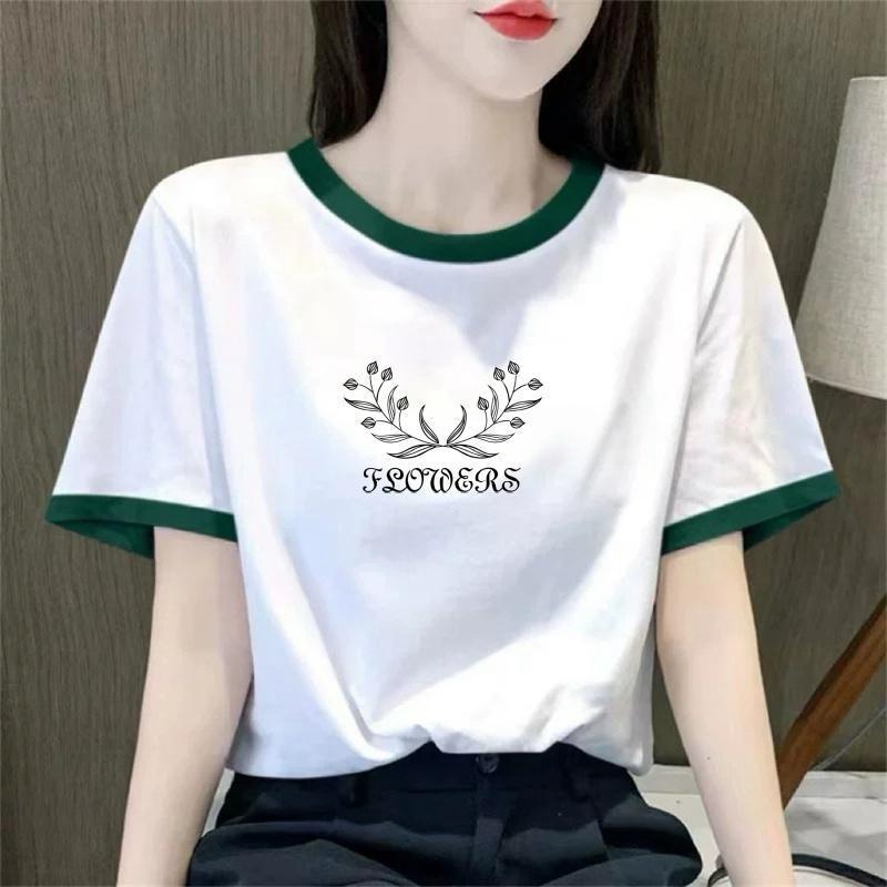 Clearance Foreign Trade Fashion Mother Shoulder Short-sleeved T-shirt Women's Summer New Slim-fit T-shirt Sweet and Hot Style Top