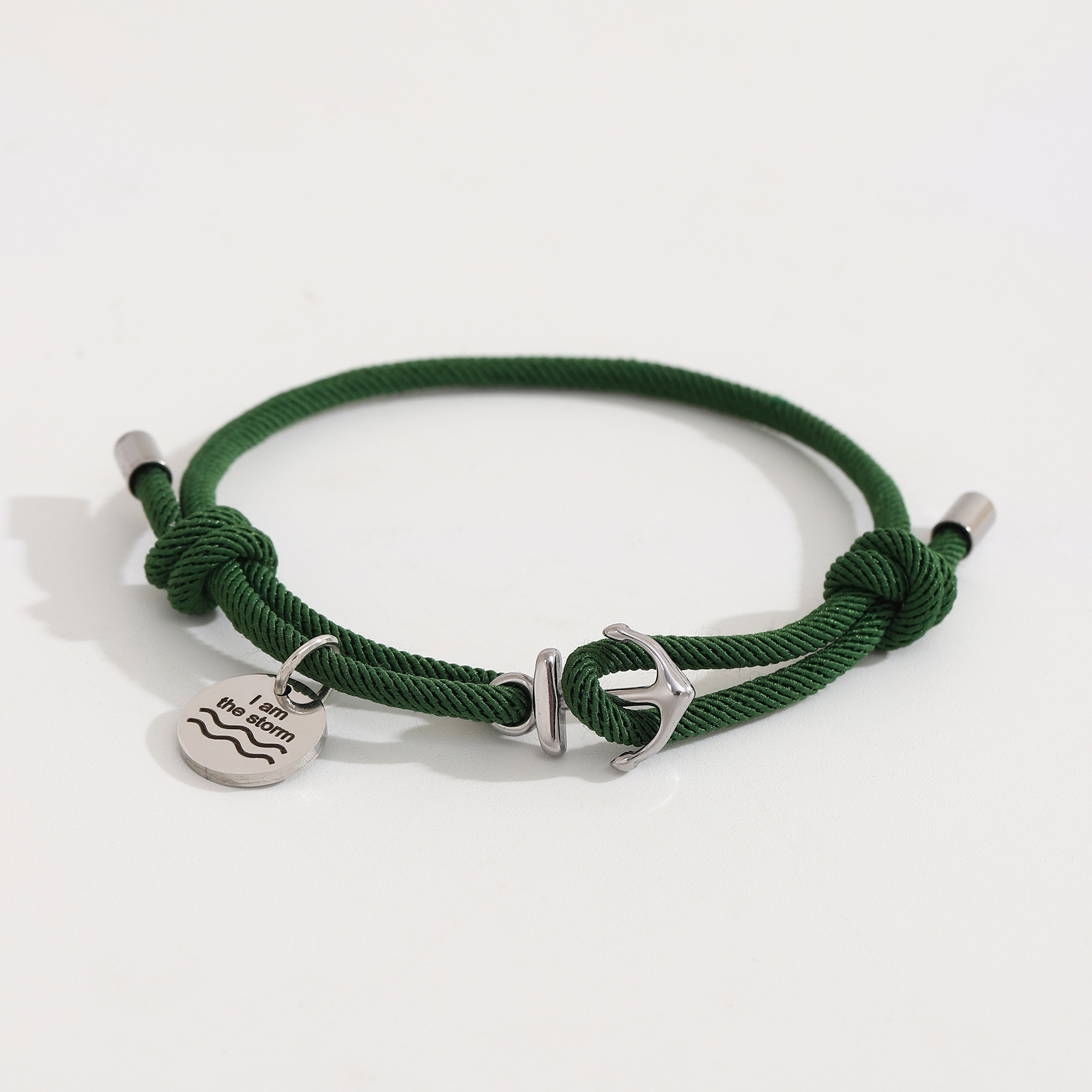 Round Anchor Milan Military Green Bracelet Silver Accessories