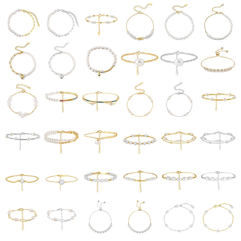 S925 Silver Bracelet with Natural Freshwater Pearls and Silver Fragments, Elegant and Versatile, Direct from the Manufacturer S925 Silver Bracelet with Natural Freshwater Pearls and Silver Fragments, Elegant and Versatile, Direct from the Manufacturer