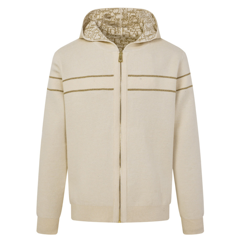 Correct version D brand 26 autumn/winter new gold-threaded double-sided zippered knitted cardigan sweater, direct from the manufacturer