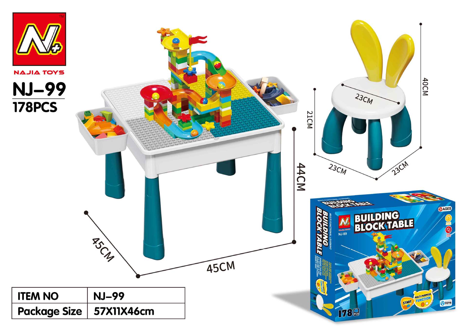 Mesa de bloques de construcción para niños multifunción grande compatible con Lego granular ensamblado juguetes educativos para niños y niñas al por mayor transfronterizo