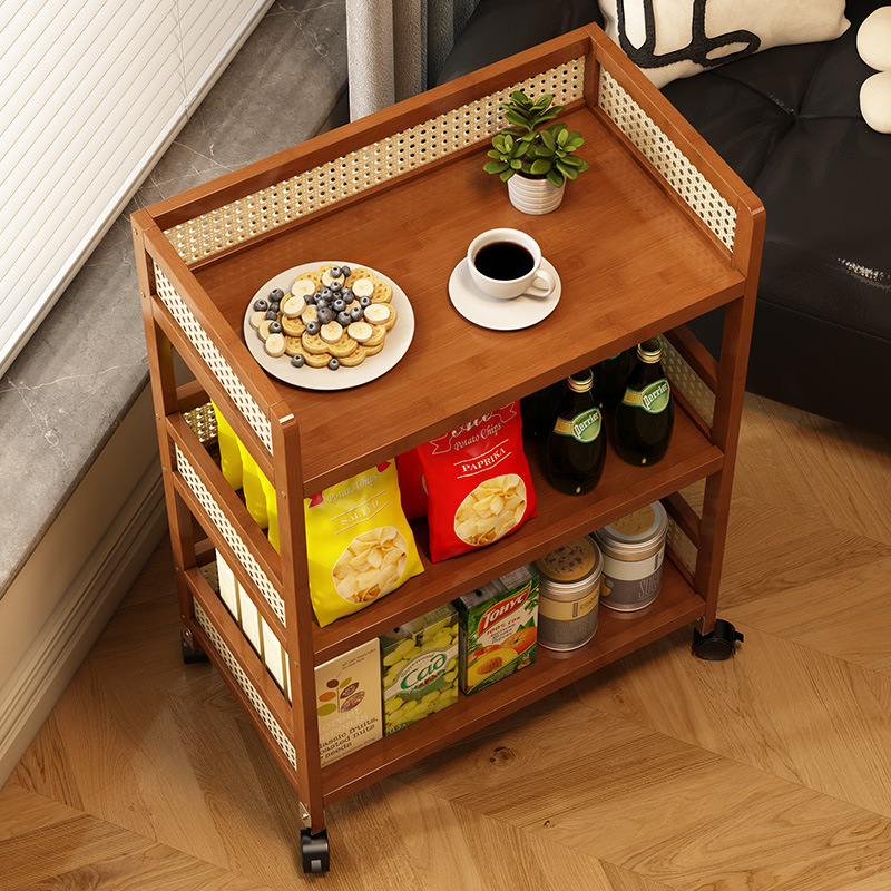 Estante de almacenamiento simple de almacenamiento para pequeño carro medieval de snack estante de almacenamiento para sala de estar de piso móvil con ruedas armario de artículos diversos image 2