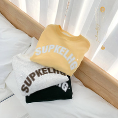 Autumn and winter thin children's Korean version of the fashionable letter sweatshirt baby spring new clothes girls' fashion round neck long-sleeved shirt 
