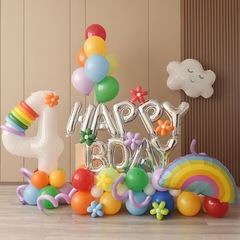 Ins風小紅本子供誕生日数字風船柱男の子女の子誕生日パーティー装飾シーンアレンジ