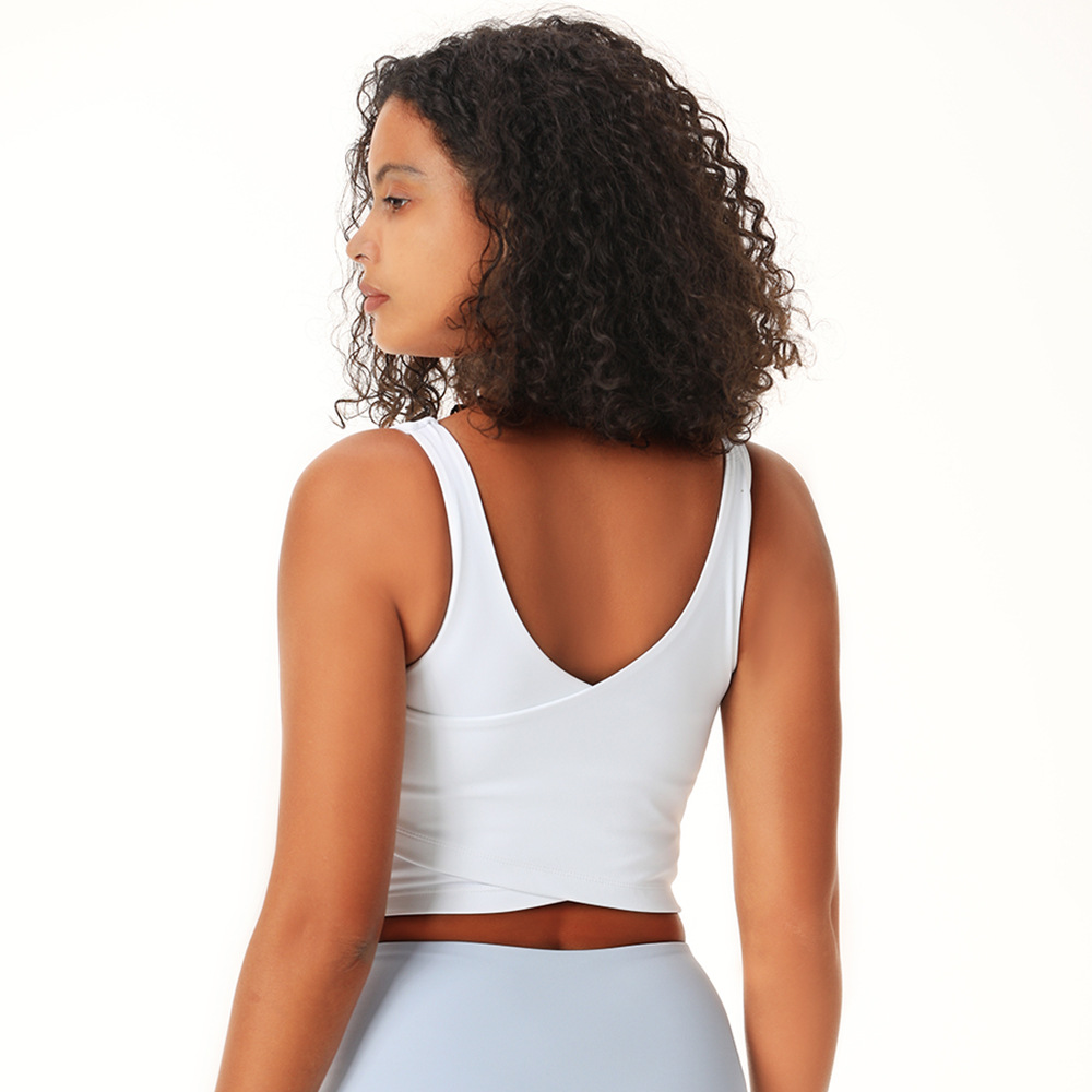 欧美性感交叉美背运动文胸女跑步健身防震内衣一体式瑜伽文胸上衣
