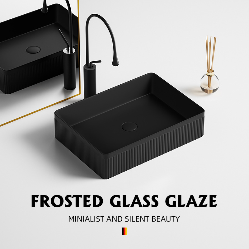 Tabla de arte lavabo cerámica doméstica lavabo facial baño balcón cuadrado redondo oval negro verde oscuro